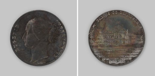 World Exhibition at the Palais de l'Industrie in Paris, in honor of Eugénie, Empress of the French, medal struck during the exhibition with a minting press from Maison Cail & Cie.