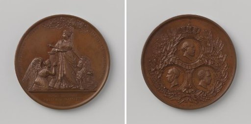 Fiftieth anniversary celebration of the independence of the Netherlands, in honor of Willem I, II, and III, Kings of the Netherlands