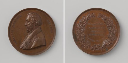 Gerardus Johannis Mulder, twenty-five years professor of chemistry and pharmacy in Utrecht, medal presented by his pupils