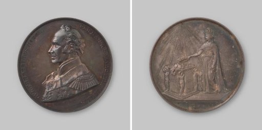Medal struck by order of the lodge "Grand Orient of the Netherlands" in honor of Frederick, Prince of the Netherlands, on his fiftieth year as Grand Master of Freemasonry