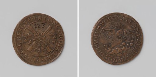 Confraternity of the Noble Bow of Middelburg, crossbowman's medal with no. 123