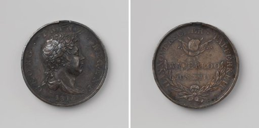 Battle of Waterloo, badge awarded to Corporal Rudolph Witte, regiment of hussars of the Duke of Cumberland, in honor of Prince-Regent George, Elector of Hanover