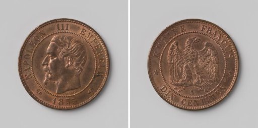 Ten centimes of Napoleon III Bonaparte, Emperor of the French