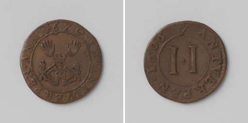 City of Antwerp, token with the Roman numeral II