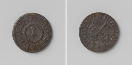 Poor relief token of the city of Leiden, which entitled the recipient to a ton of peat upon distribution