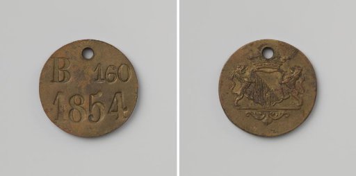 City of Utrecht, lead plate with letter B and no. 160