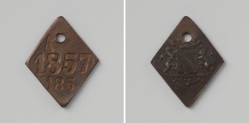 City of Utrecht, lead plate with letter A and no. 185