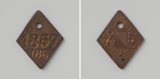 City of Utrecht, lead plate with letter A and no. 186