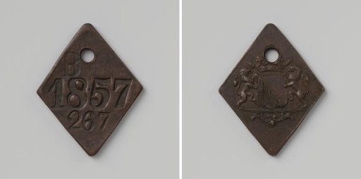 City of Utrecht, lead plate with letter B and no. 267