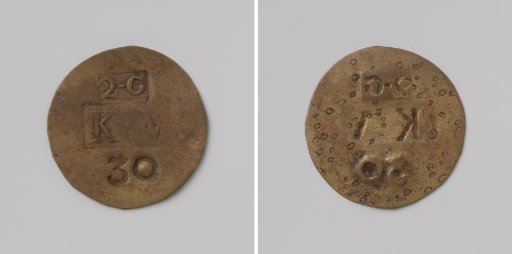 House token worth thirty cents, struck on behalf of the Maatschappij van Weldadigheid for the benefit of the Second Establishment of the Veenhuizen Colony