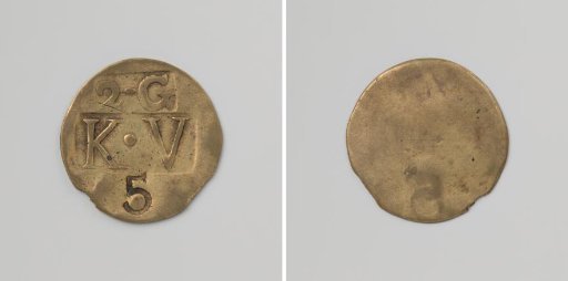 Second Establishment of the Veenhuizen Colony, House Token Struck by Order of the Maatschappij van Weldadigheid, Value Five Cents