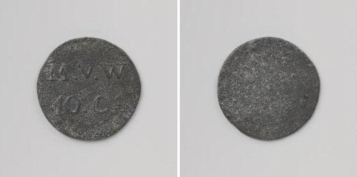 Huismunt geslagen op last van de Maatschappij van Weldadigheid ter waarde van tien cent