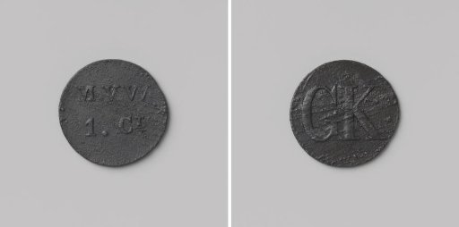 Huismunt geslagen op last van de Maatschappij van Weldadigheid ter waarde van 1 cent, ten behoeve van de Gewone Koloniën