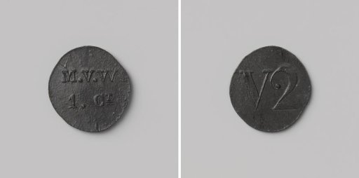 Second establishment of the penal colony Veenhuizen, house token struck on behalf of the Society of Benevolence, valued at 1 cent