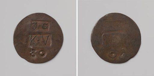 Third establishment of the Veenhuizen colony, house token struck by order of the Maatschappij van Weldadigheid, value thirty cents