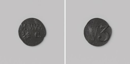 Third establishment of the penal colony Veenhuizen, house token struck by order of the Maatschappij van Weldadigheid, worth ½ cent