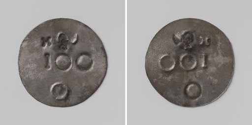 House token worth one hundred cents, from the Penal Prison Ommerschans or the Correctional House Sint Bernard?, struck by order of the Society of Benevolence