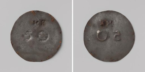 House token worth 50 cents, from the Penal Prison Ommerschans or the Correctional House Sint Bernard?, struck by order of the Society of Benevolence