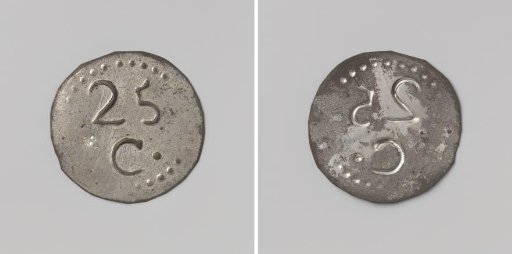Ommerschans penal colony, house token struck by order of the Society of Benevolence, valued at 25 cents