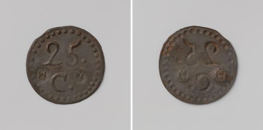 Ommerschans penal colony, house token struck by order of the Society of Benevolence, valued at 25 cents