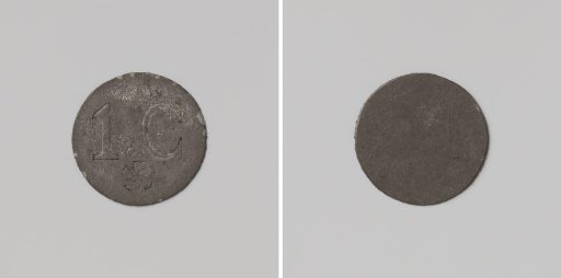 Prison of 's-Hertogenbosch, house token valued at one cent. Used in 's-Hertogenbosch in the period 1824-1830, thereafter in the period 1831-1834 in Gouda and Woerden