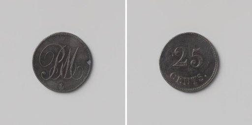 House token of the colonies Rijkevorsel and Merksplas, value 25 cents