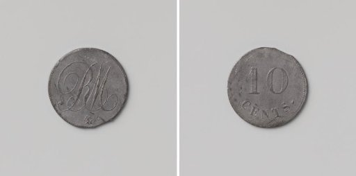 House token of the colonies Rijkevorsel and Merksplas, value ten cents