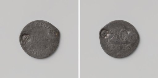 Correctional house of Saint Bernard in Hemiksem, house token worth twenty cents, with 'horse head' stamp on both sides