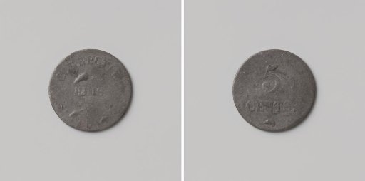 Correctional House of Saint Bernard at Hemiksem, house token worth five cents
