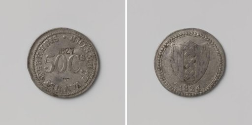 Workshop in Amsterdam, house token worth 50 cents with stamp VG and 1827