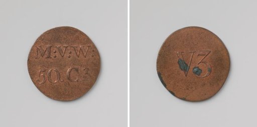 Third Establishment of the Veenhuizen Penal Colony, House Token Struck by Order of the Maatschappij van Weldadigheid, Value 50 Cents