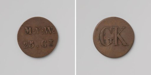 House Token Struck by Order of the Maatschappij van Weldadigheid, Value 25 Cents, for the Benefit of the Ordinary Colonies