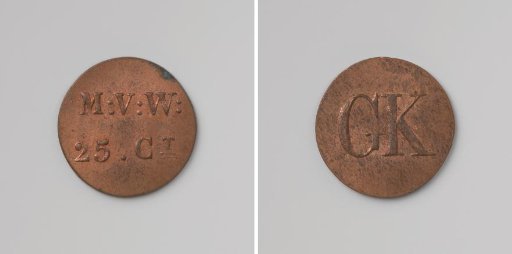 Commemorative medal struck by order of the Maatschappij van Weldadigheid, valued at 25 cents, for the benefit of the Ordinary Colonies