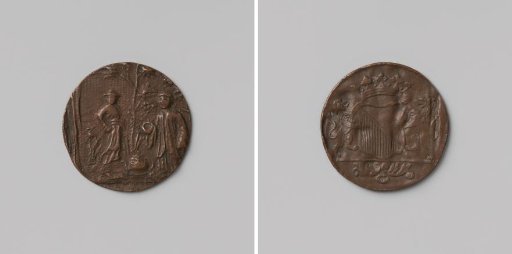 Medal with Chinese subject, made from a duit of the city of Utrecht