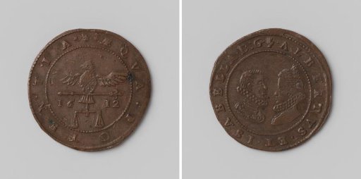 Aken placed under the imperial ban, calculation token in honor of Albert and Isabella of Austria