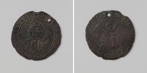 Milan conquered by the French and the birth of Philip, son of Charles V, commemorative medal struck by order of Margaret of Austria, Governor of the Netherlands