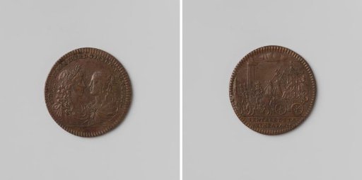 Arrival of Maria Theresa in Paris, commemorative medal struck in honor of Louis XIV and Maria Theresa, King and Queen of France