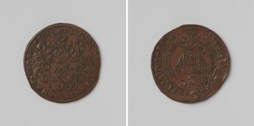 Three-hundredth anniversary commemoration of the miracle of the mistreated communion wafers in Brussels, calculation medal by Theodore d'Elshout-Van Heusden, lord of Middelswale, magistrate of the treasury of Brussels