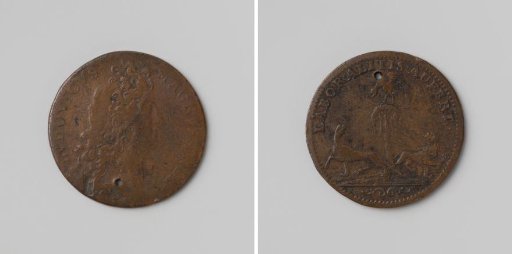Philip of Anjou accepts the Spanish throne, commemorative medal struck in honor of Louis XIV, King of France