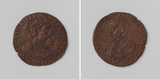 Charles V, Holy Roman Emperor, and his son Philip, Hereditary Prince of Spain, accounting token of the Chamber of Accounts of Flanders in Lille