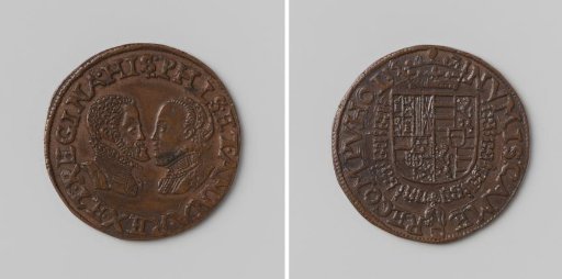 Philip II and Anna Maria, King and Queen of Spain, accounting token of the Chamber of Accounts of Holland in The Hague