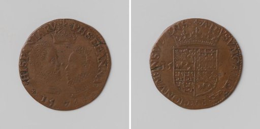 Philip II and Anna Maria, King and Queen of Spain, accounting token of the Chamber of Accounts of Flanders in Lille