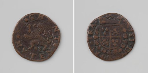 Francois-Hercule, Duke of Anjou, Count of Flanders, twelve-mijten coin struck in Ghent