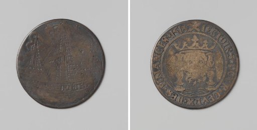 Landing of Charles I at Tazones in Spain, accounting medal of the Council of Finances