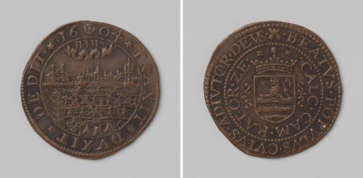 Capture of Sluis with harbor and fleet, accounting token of the Chamber of Accounts of Zeeland