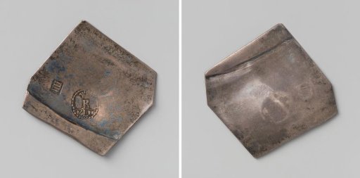 Four Units, Emergency Coin from Jülich, Minted During the Siege by Maurice, Prince of Orange-Nassau, Made by Cutting Pieces from Plates or Bowls and Stamped with the Monogram of Rudolf II, Holy Roman Emperor