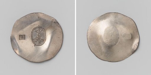 Two Units, Emergency Coin from Jülich, Minted During the Siege by Maurice, Prince of Orange-Nassau, Made by Cutting Pieces from Tableware and Stamped with the Monogram of Rudolf II, Holy Roman Emperor