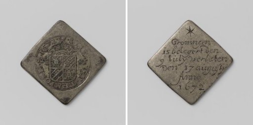 Quarter thaler, emergency coin from Groningen, struck during the siege