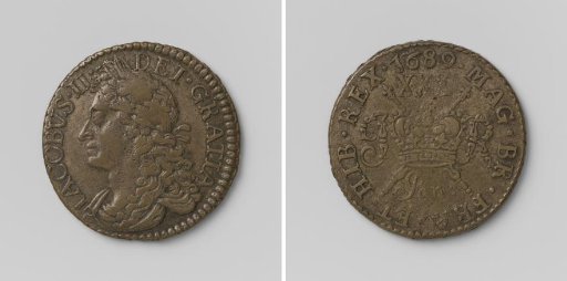 Half crown, emergency coin of James II, King of England, from January 1689