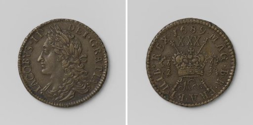 Half crown, emergency coin of James II, King of England, from March 1689